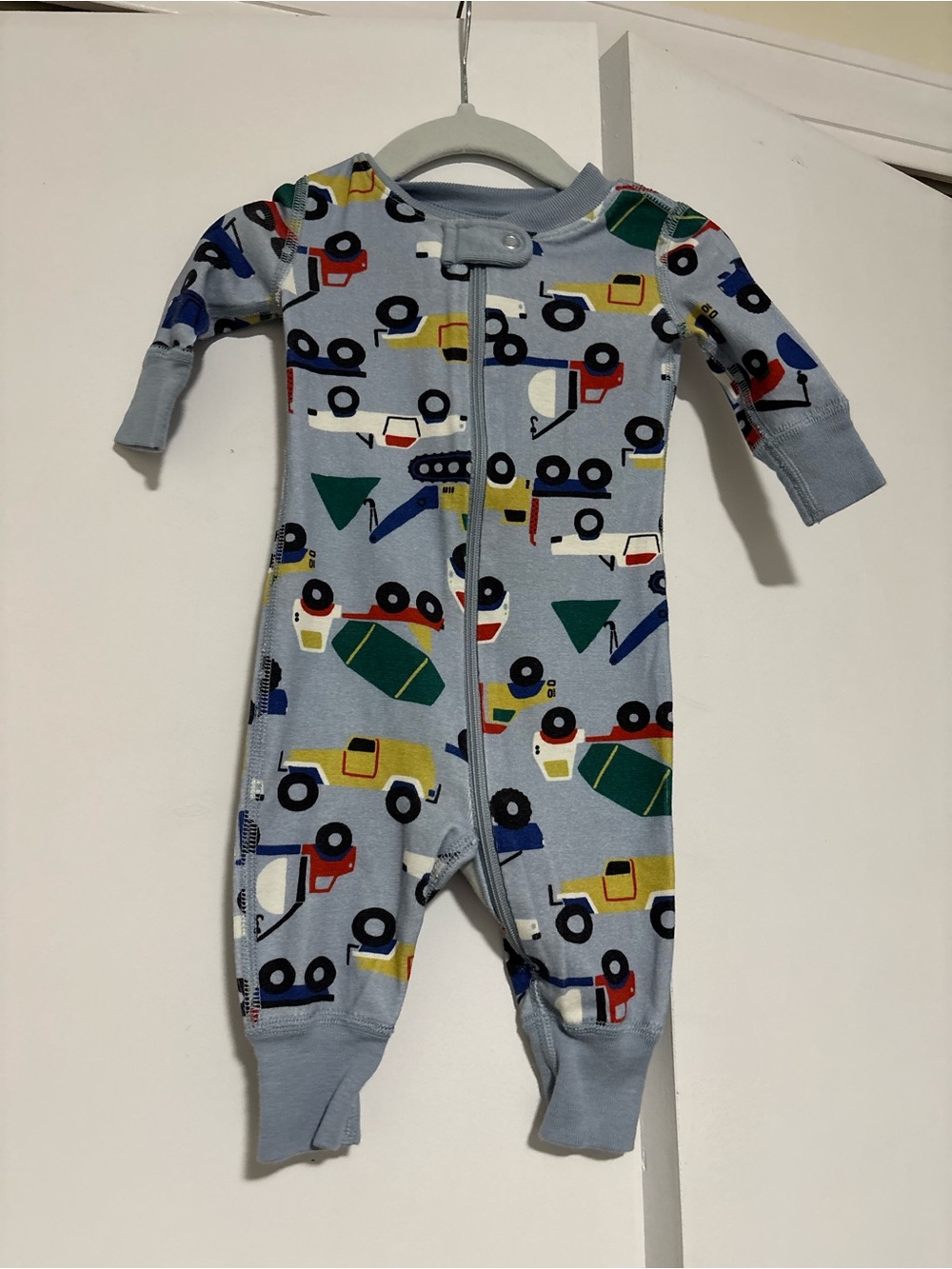 Hanna Andersson 0-3 month Blue Construction Print One-Piece Pajamas